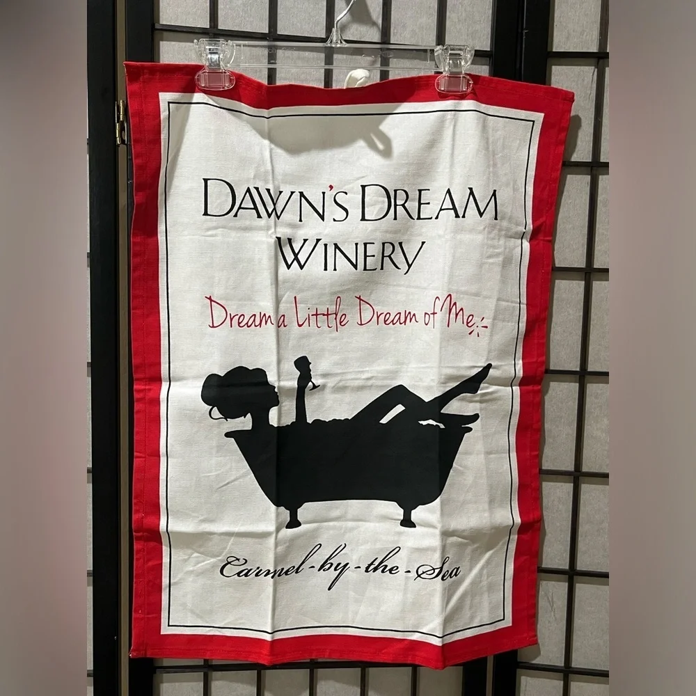 Dawn's Dream Winery Tea Towel - Red, White & Black SIZE 20”X 26”
